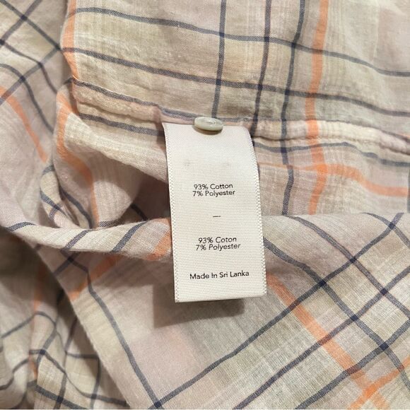 Elizabeth and James Plaid Tan Tie Button Up Women’s Small - Picture 4 of 5